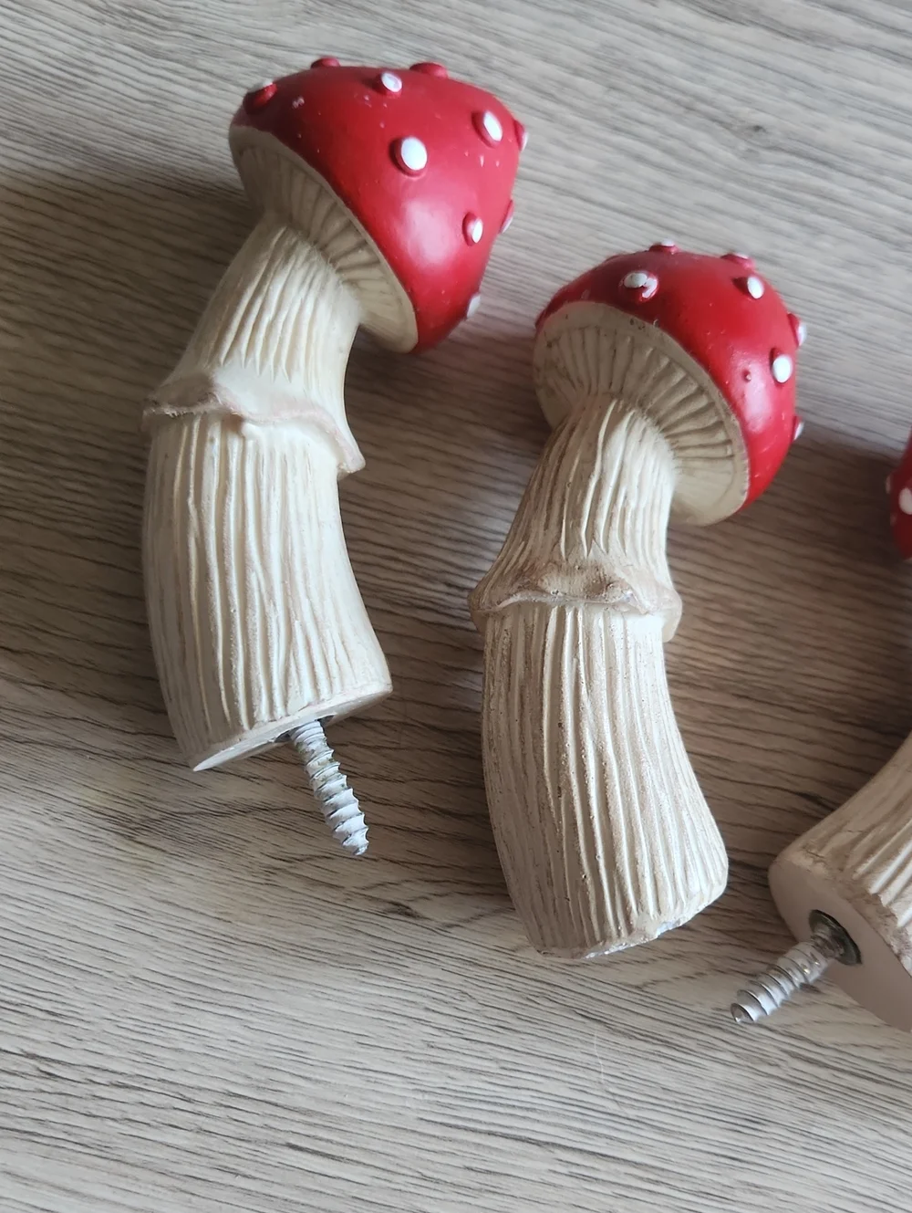 Red Mushroom Wall Hooks - Set of 4